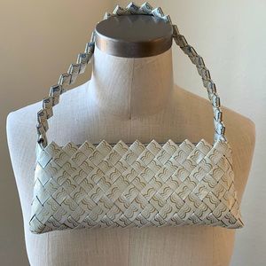 Vintage 90s Upcycled white and gold wrapper purse quirky eclectic dopamine EUC
